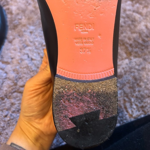 Fendi Black and White Loafer with metal hardware. - Picture 7 of 7